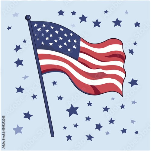 USA Elections Day Poster with Flag and Stars Vector Illustration Design