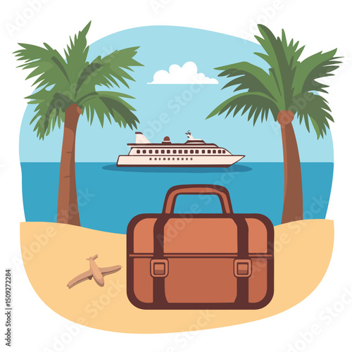Professional Flat Travel Icon Illustration for Vacation Design Projects