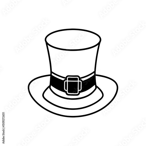create green leprechaun hat vector line art icon