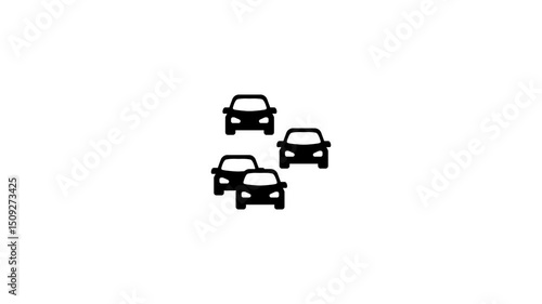 Traffic Jam icon animation . Road car jam icon on white back ground. 4k video