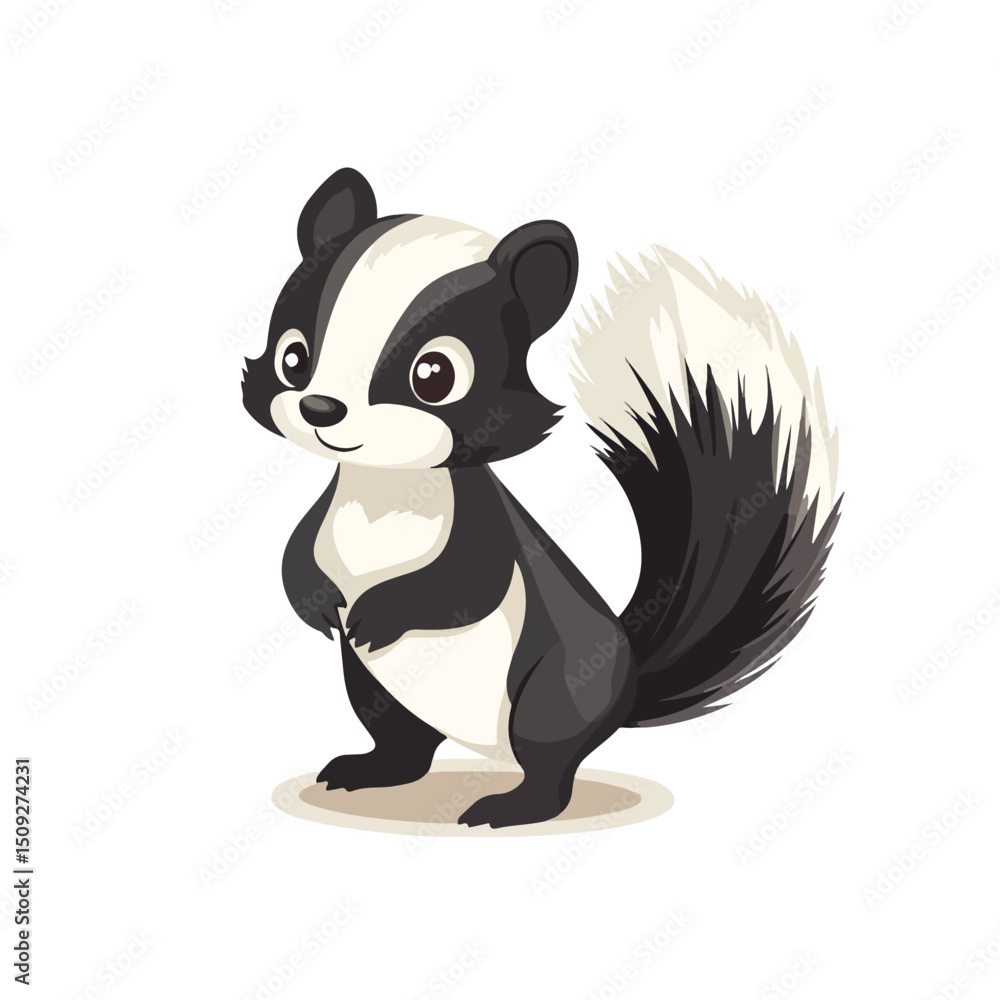 Obraz premium Adorable Woodland Animal Concept Illustrated by a Cute Skunk in Vector Art