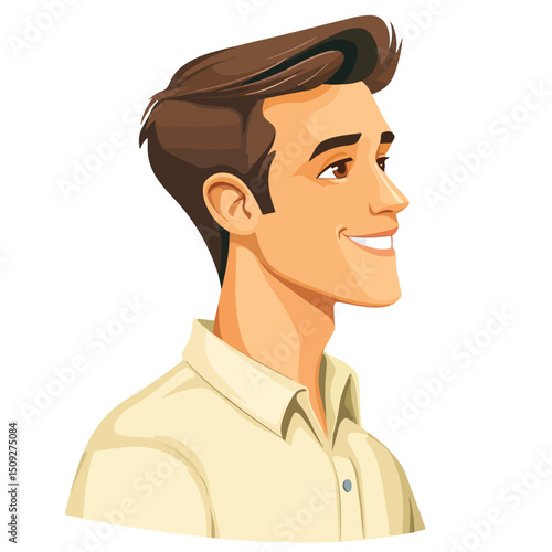 Cheerful Young Man Cartoon Profile Vector Illustration for Graphic Designs