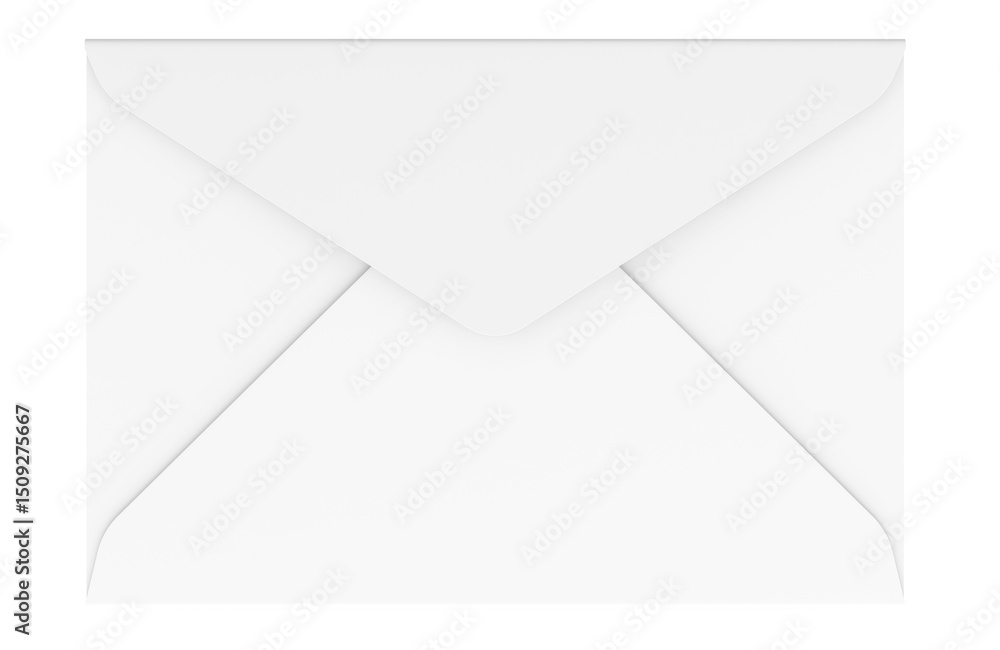 Back View of White Envelope, 3D Rendering Back View of White Envelope, 3D Rendering
