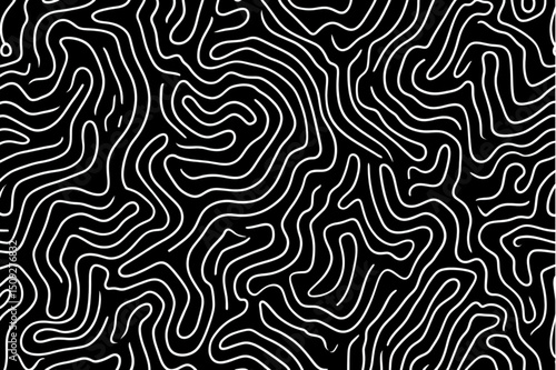 A black background with a pattern of white curved lines resembling topographic map contours and mazes.,