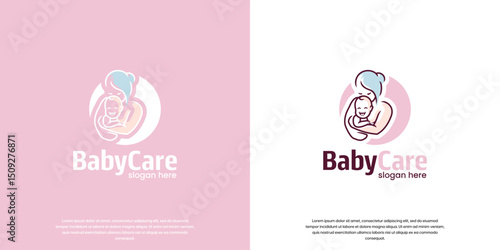 abstract mother and child logo, love, comfort, graphic design illustration.