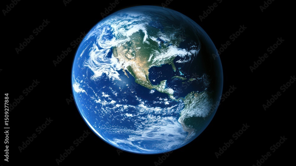 Detailed view of planet Earth, showcasing North and Central America, surrounded by space. Detailed view of planet Earth, showcasing North and Central America, surrounded by space.