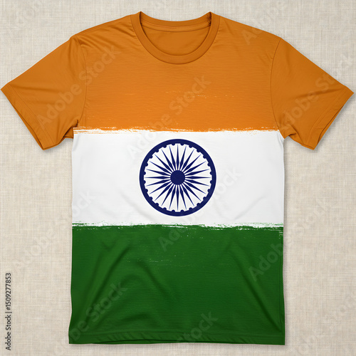 Indian Flag T-Shirt: Saffron, White, Green Design