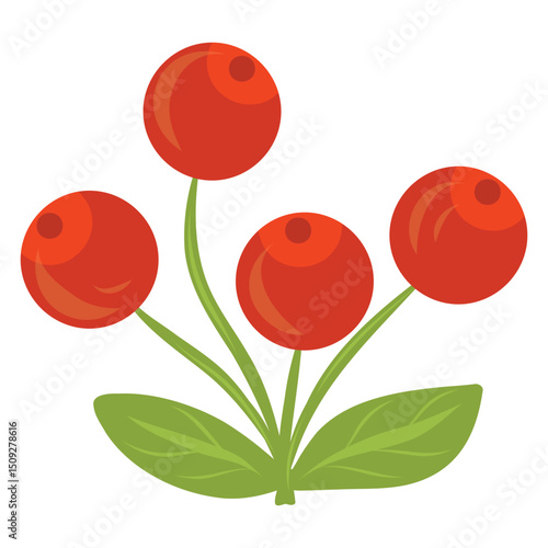 Hand drawn cartoon Lingonberry illustration. Red berries illustration