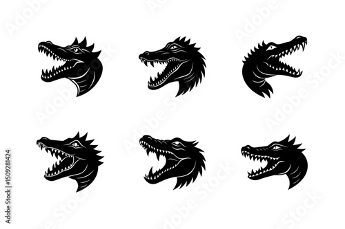 crocodile sharp teeth icon vector art