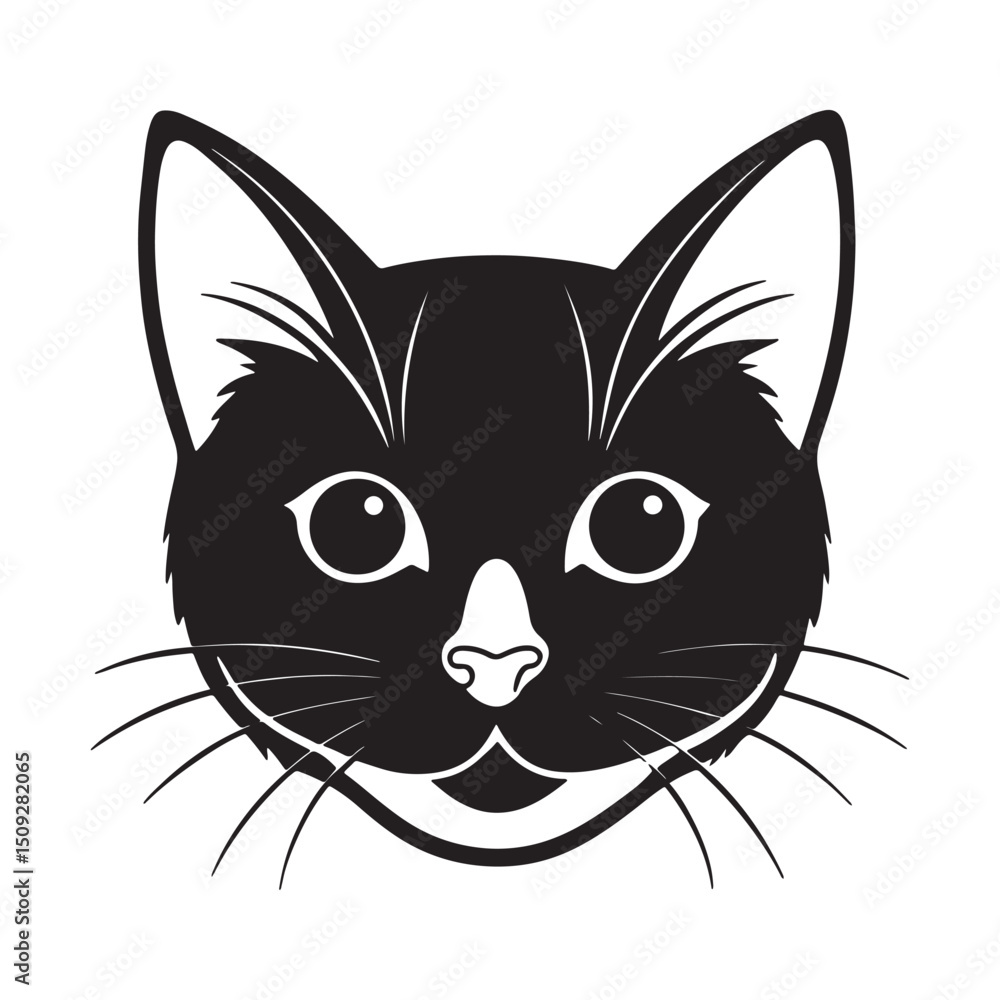Obraz premium A Cute Black Cat Face Peeking , Vector Silhouette Sticker Design
