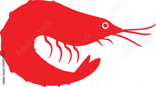 Cooked Shrimp Vector – Seafood Silhouette Illustration Clip-art