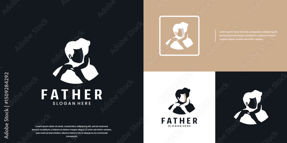 a father being hugged from behind by a son , father figure, graphic design illustration. a father being hugged from behind by a son , father figure, graphic design illustration.