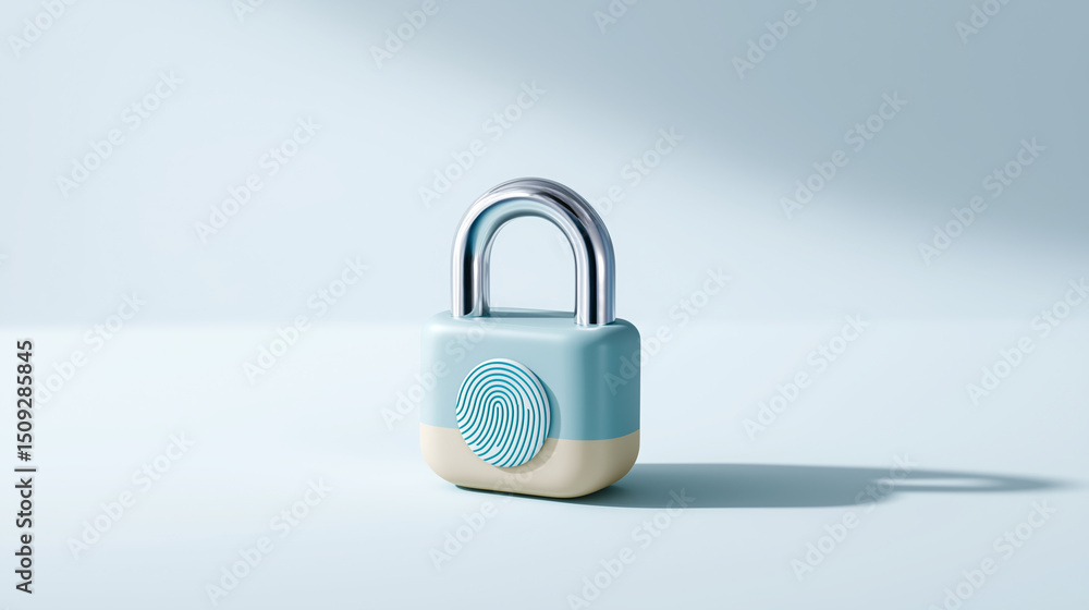 Naklejka premium Padlock with fingerprint scanner ensuring security and access control