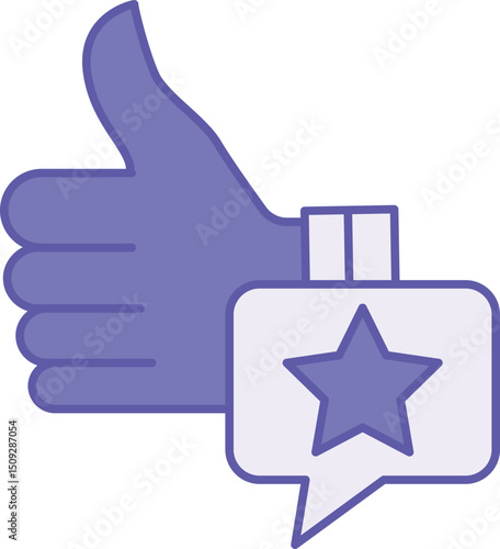 Colored Recommend Icon. Vector Illustration. Hand with Thumbs Up and Star, Like. Favorable Review of Something. Influencer Concept