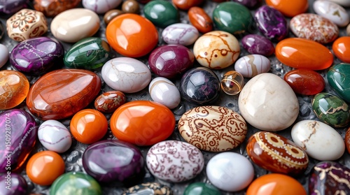 Colorful polished gemstone tumbled stones collection