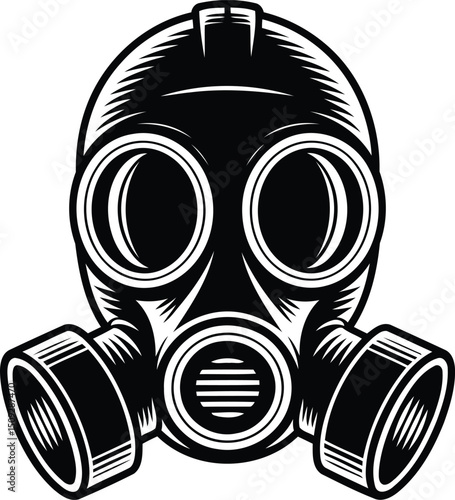 "Detailed Gas Mask Silhouette Vector Illustration"