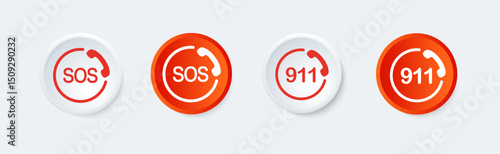 911 and SOS button set vector