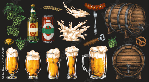 Craft beer collection on black backdrop