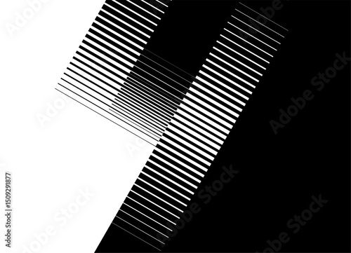 Vector transition from black to white. Striped pattern of broken parallel lines. Vector background with space for text, for covers, packaging, ads, posters, banners. labels