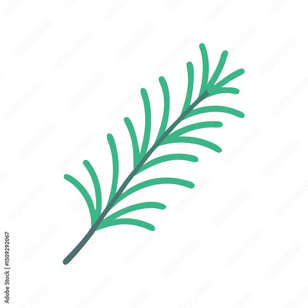 Obraz premium Fresh rosemary sprig illustration in green and natural style 