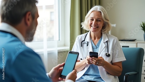 Experienced medical professionals collaborating through mobile technology