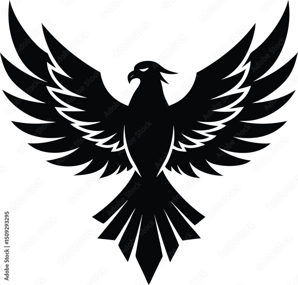 Fototapeta premium eagle silhouette, wings open, strong flight