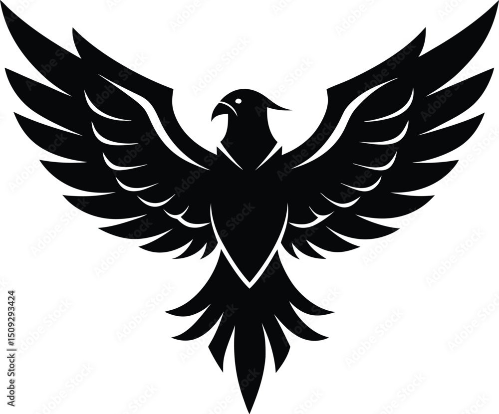 Obraz premium eagle silhouette, wings open, strong flight 