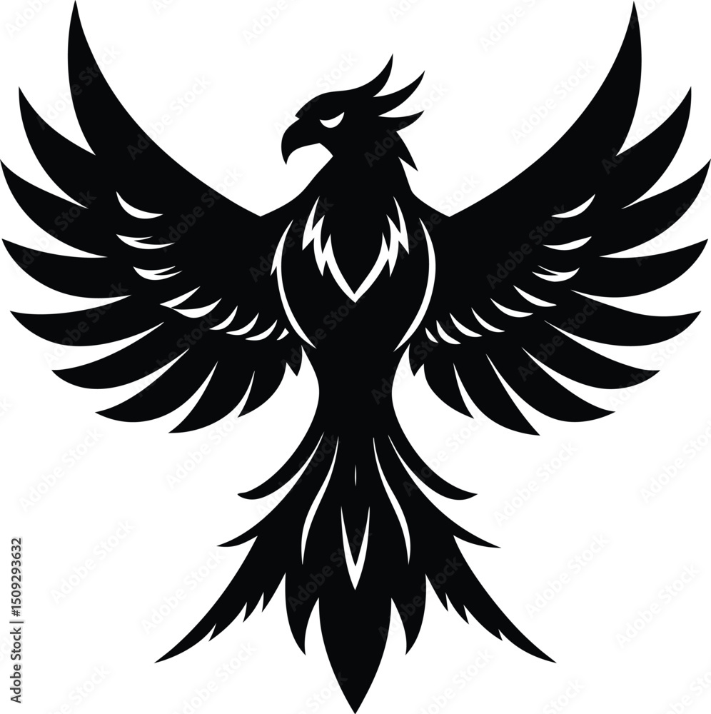 Fototapeta premium eagle silhouette, wings open, strong flight 