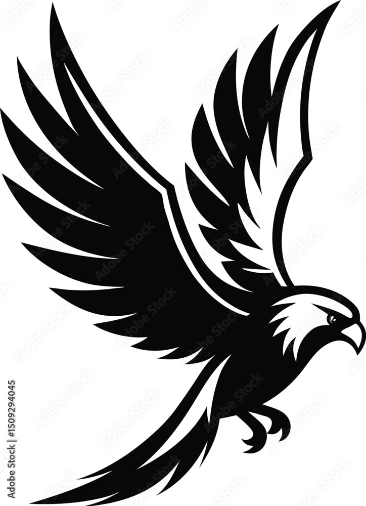 Obraz premium eagle silhouette, wings open, strong flight 