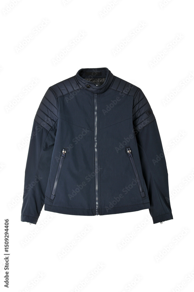 Blouson bleu motard vue de face Blouson bleu motard vue de face