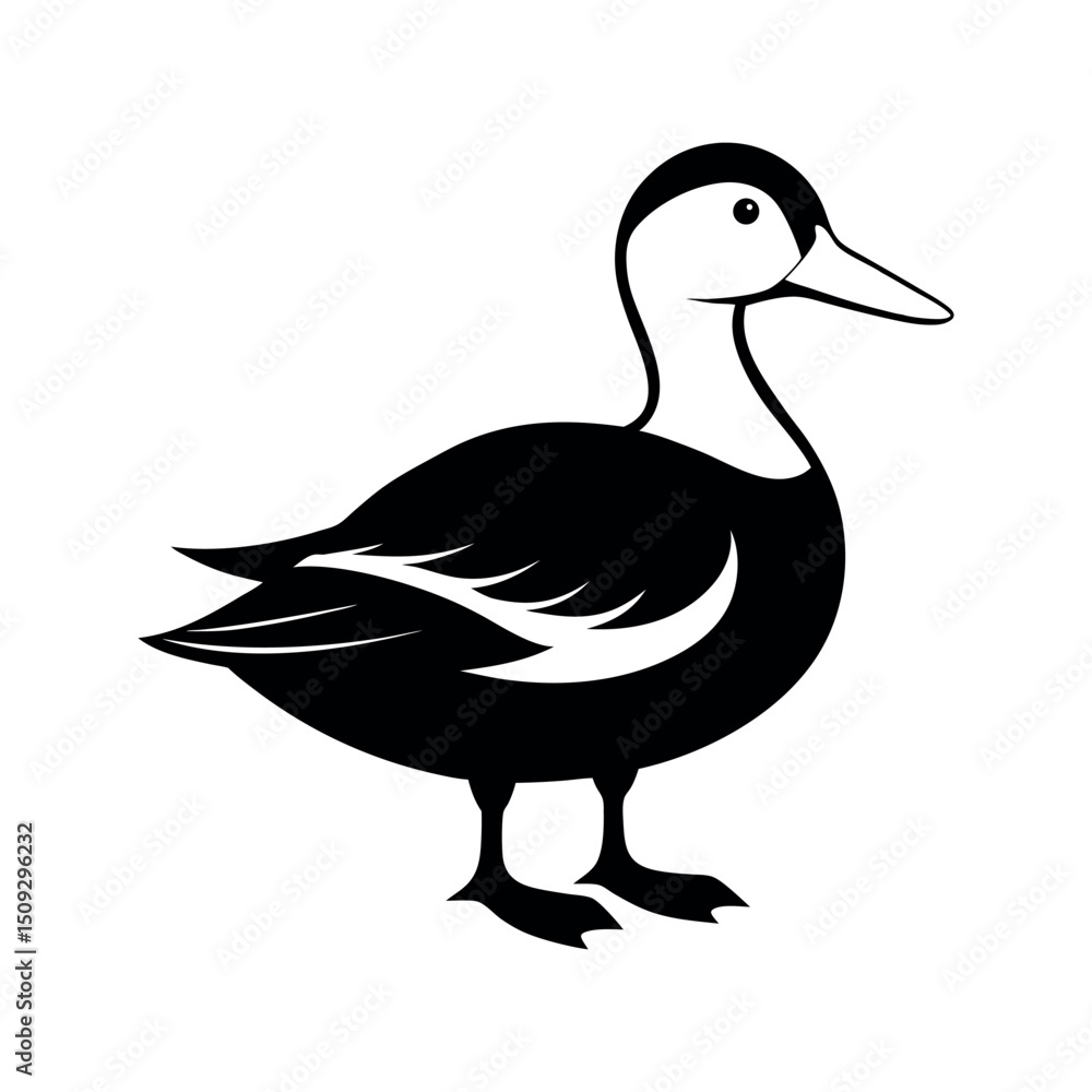 Yellow Billed Teal Duck Silhouette Vector Illustration Yellow Billed Teal Duck Silhouette Vector Illustration