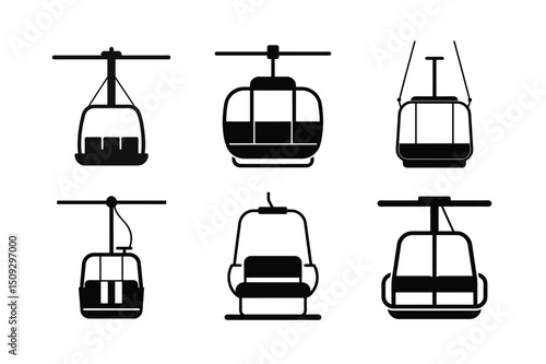 Chairlift  silhouette vector, chairlift  silhouette bundle 