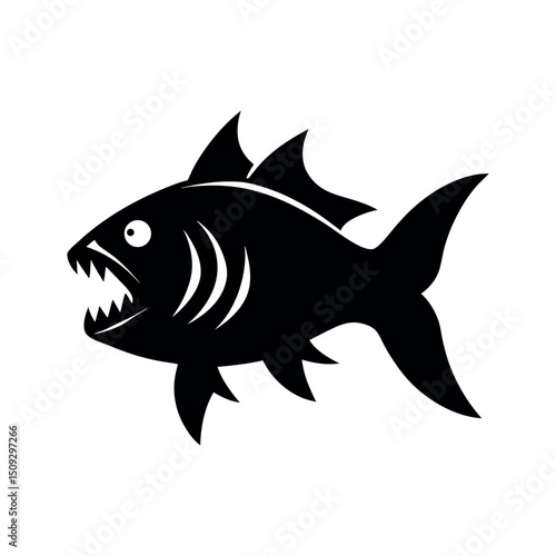 Ferocious Goliath Tiger Fish Vector Silhouette