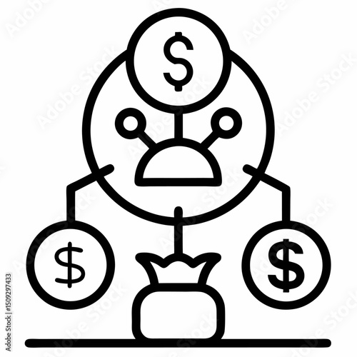 Business funding outline icon on white background