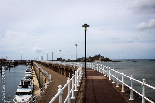 Elizabeth Castle general view from pier, Saint Helier, Bailwick of Jersey, Channel Islands