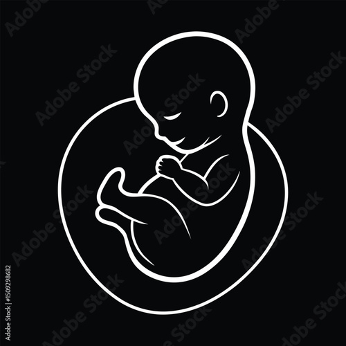 Fetus icon of human child with placenta