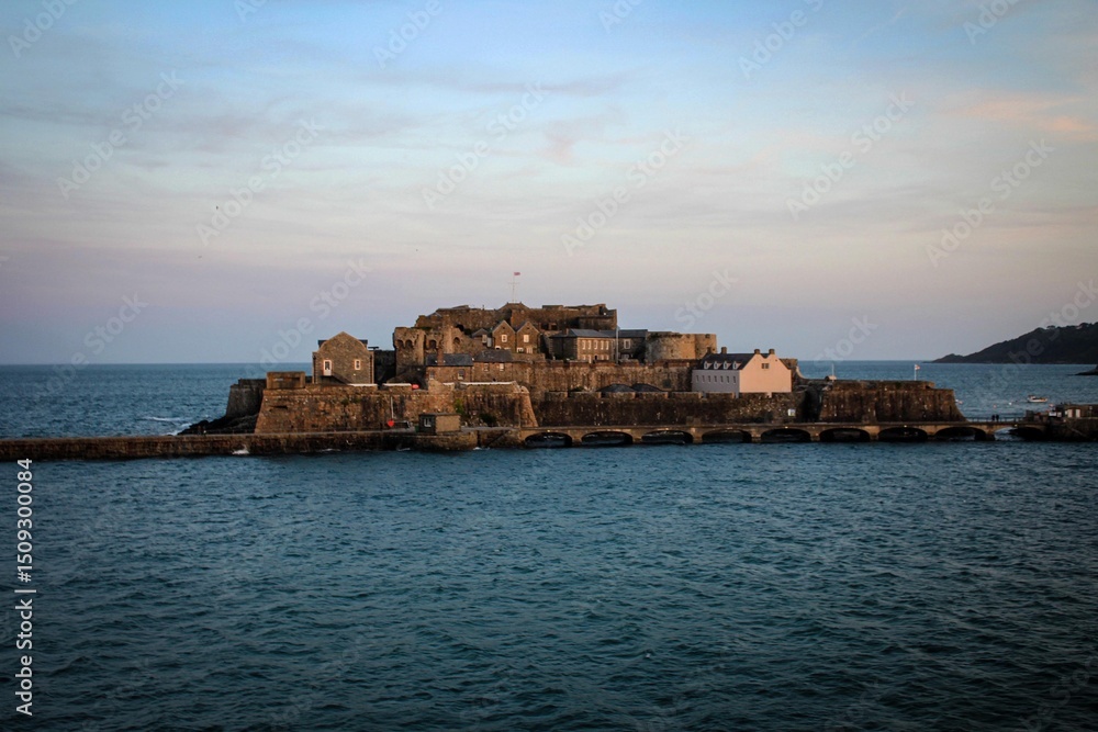 Fototapeta premium Castle Cornet and pier view, Saint Peter Port, Bailwick of Guernsey