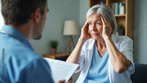 Senior woman consulting with a healthcare professional about memory concerns