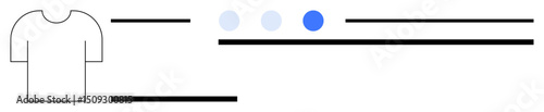 Shirt outline with horizontal lines suggesting text, dotted selection bar with highlighted option, clean interface element. Ideal for retail, ecommerce, clothing store, design mockups, UI examples