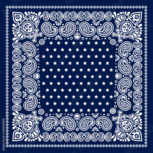  star ,navy blue color bandana  vector design 