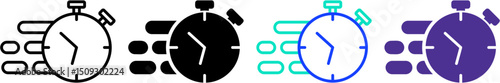 Stopwatch Icons Set | Outline, Solid, Flat, and Color Styles for Time Tracking