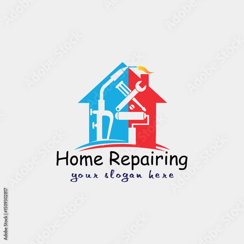 home repairing and home insulation logo design vector