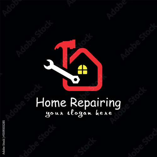 home repairing and home insulation logo design vector