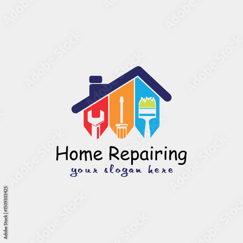 home repairing and home insulation logo design vector