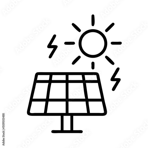 Solar panel energy generating clean electricity from sunlight. Solar panel illustration shows sun rays converting into energy. This solar panel image is perfect for educational materials,