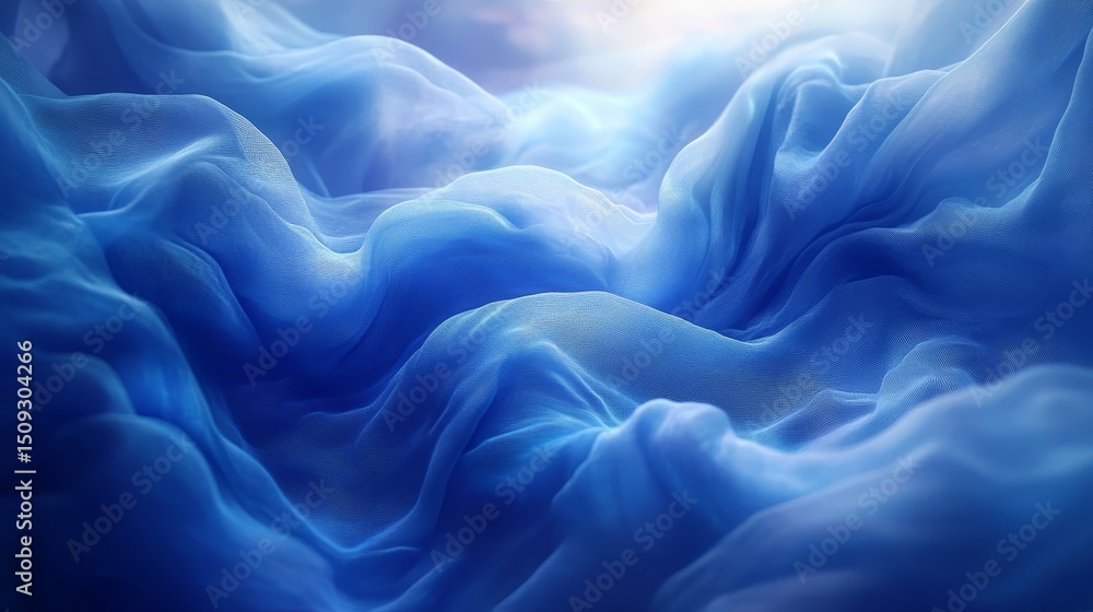 Obraz premium A weightless blue cloth drifting through an otherworldly space.