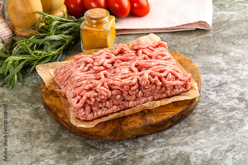 Raw uncooked red minced meat Raw uncooked red minced meat