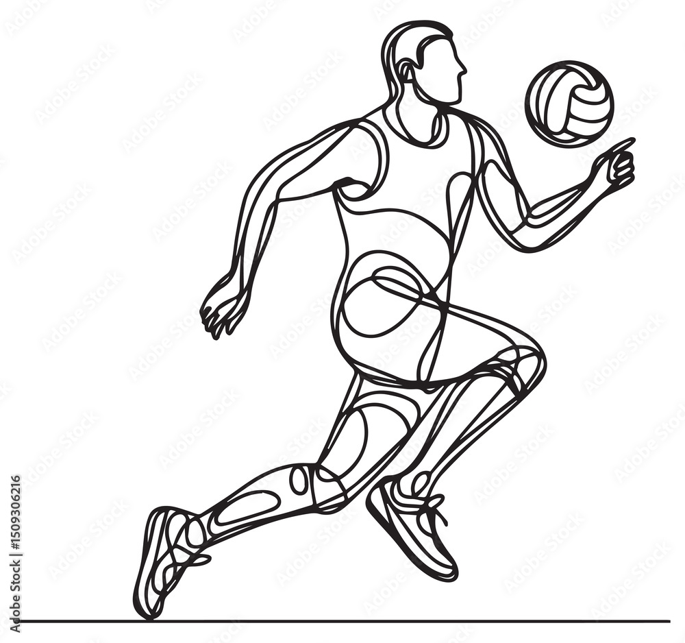 Dynamic Continuous Line Art Illustration of a Volleyball Player Hitting Ball Dynamic Continuous Line Art Illustration of a Volleyball Player Hitting Ball