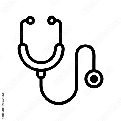 Stethoscope vector icon for medical exam and health check up in outline style for healthcare design on transparent background