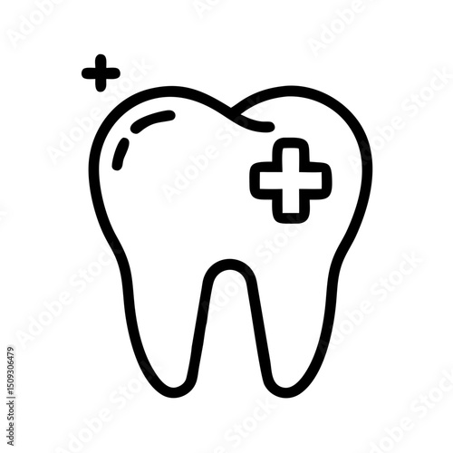 Tooth dental care icon for dentist and oral hygiene services in vector format for websites and applications on transparent background
